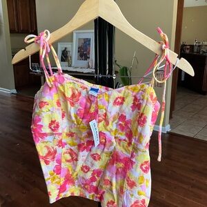Old Navy Pink and Yellow Floral Top